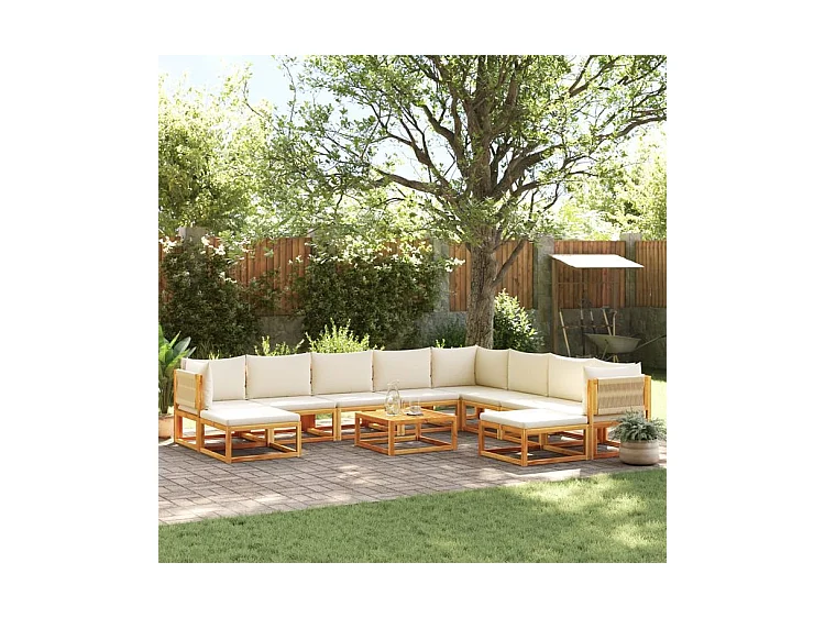 Salon de jardin avec coussins 11 pcs bois massif d'acacia