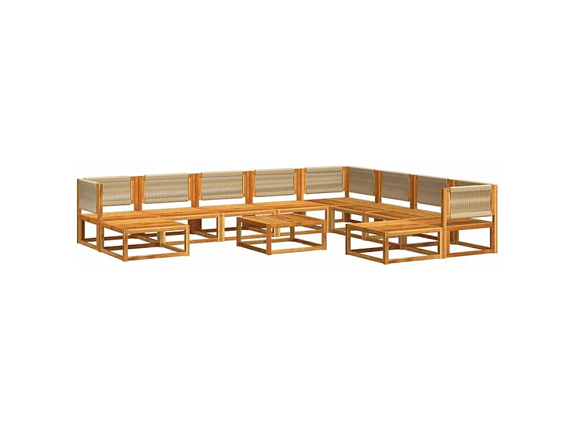 Salon de jardin avec coussins 11 pcs bois massif d'acacia