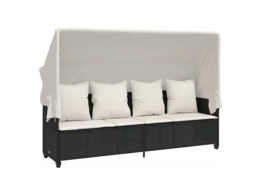 Salon de jardin 5 pcs avec coussins noir résine tressée