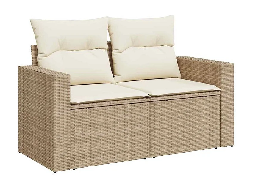 Salon de jardin avec coussins 6 pcs beige résine tressée