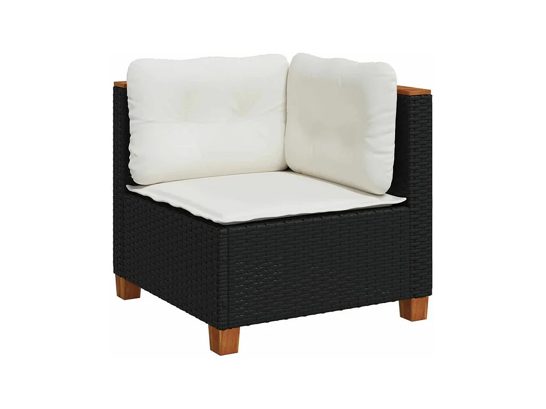 Salon de jardin 10 pcs avec coussins noir résine tressée