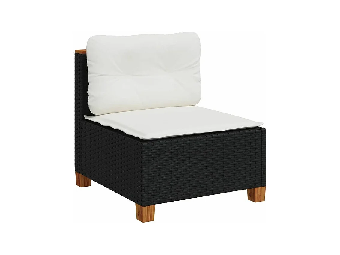 Salon de jardin 10 pcs avec coussins noir résine tressée