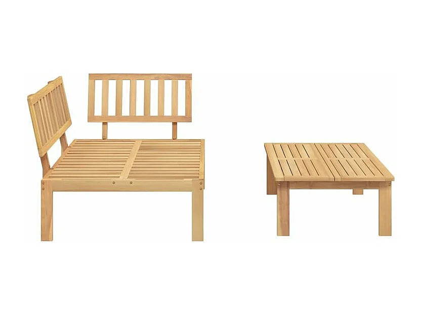 Salon de jardin palette 2 pcs bois massif d'acacia