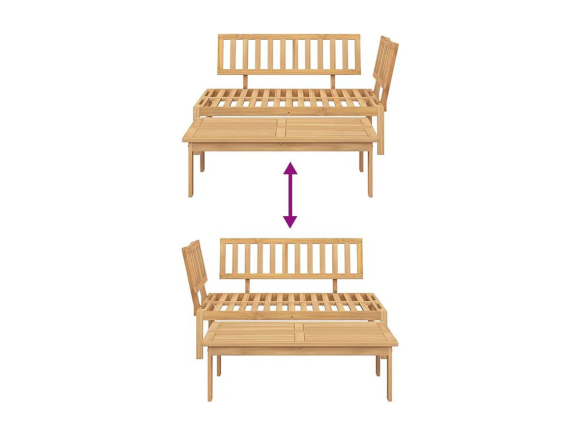 Salon de jardin palette 2 pcs bois massif d'acacia