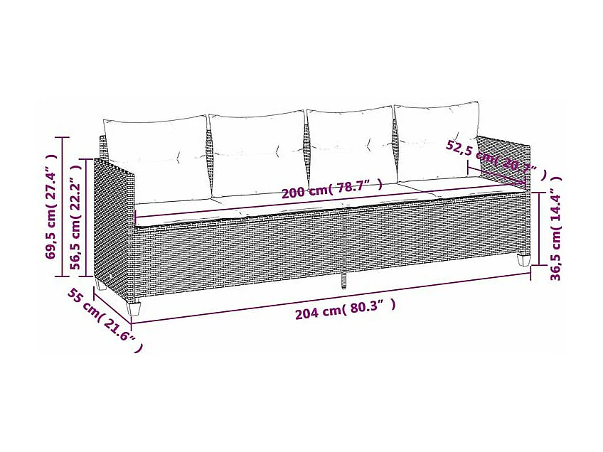 Salon de jardin 5 pcs avec coussins noir résine tressée