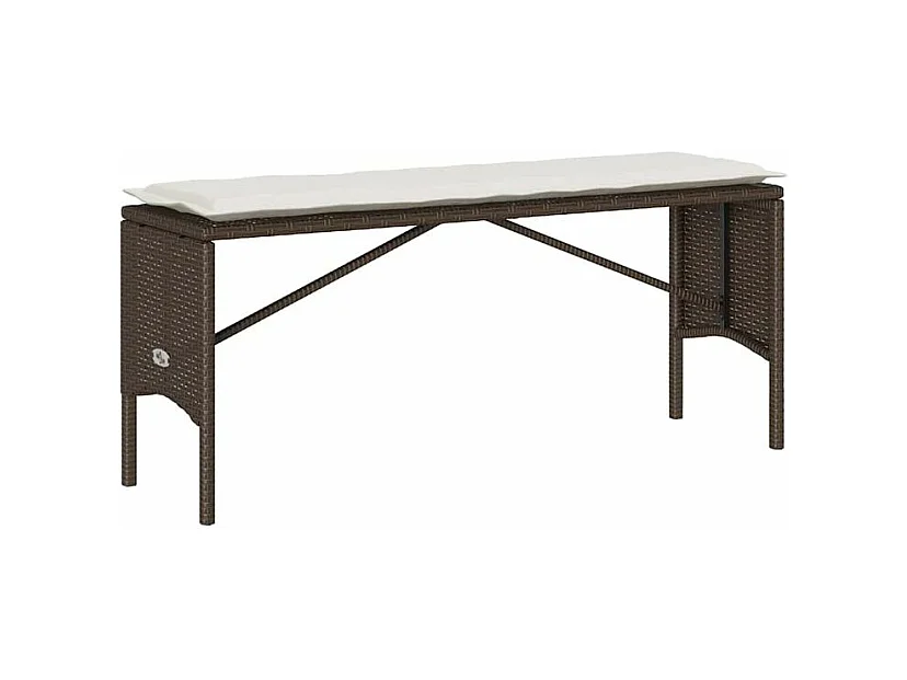 Ensemble à manger de jardin 3 pcs et coussins marron poly rotin