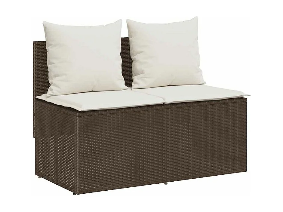 Ensemble à manger de jardin 3 pcs et coussins marron poly rotin