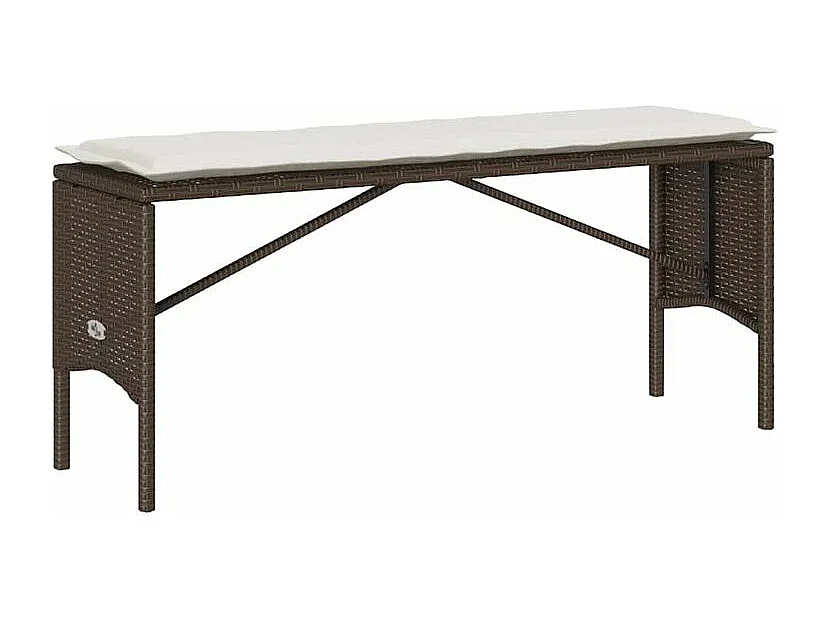 Ensemble à manger de jardin 3 pcs et coussins marron poly rotin