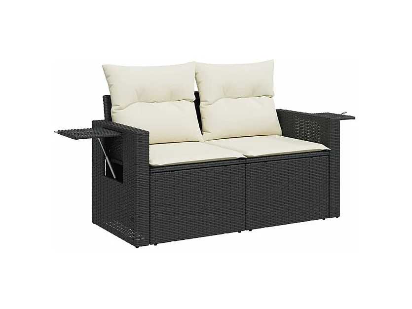 Salon de jardin 10 pcs avec coussins noir résine tressée