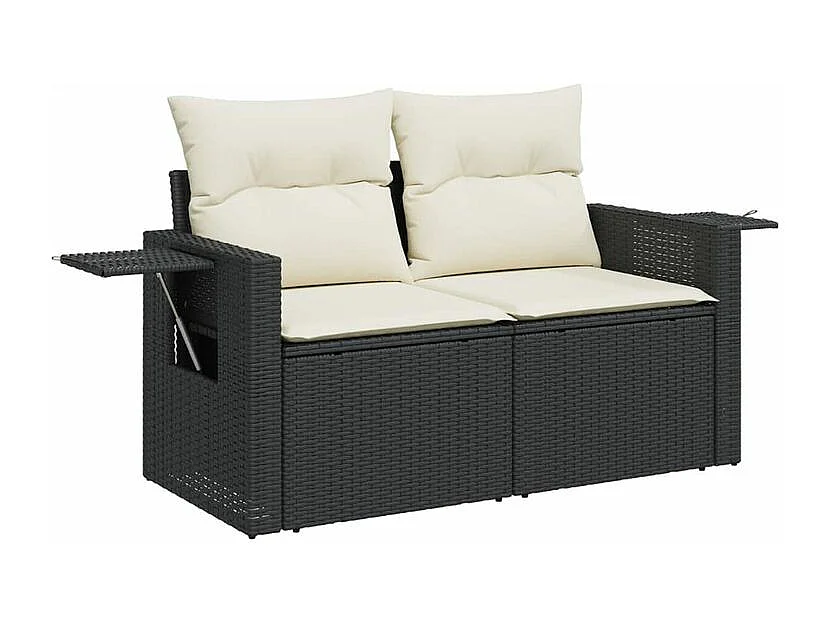 Salon de jardin 10 pcs avec coussins noir résine tressée