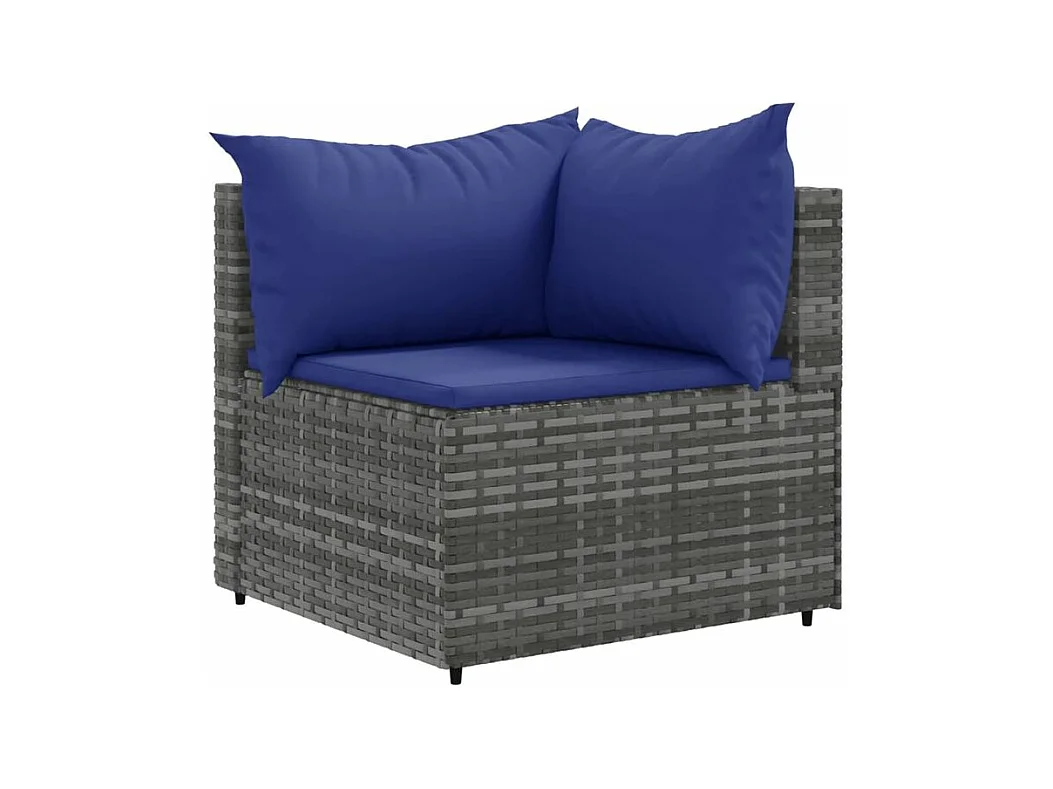 Salon de jardin 6 pcs avec coussins Gris Résine tressée