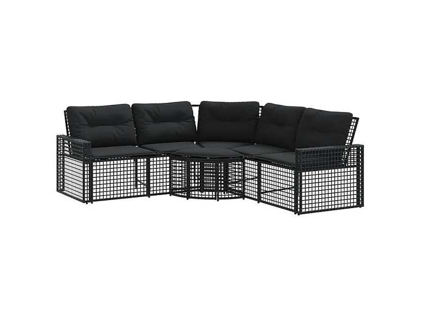 Canapé de jardin et coussins et repose-pied en forme de L rotin