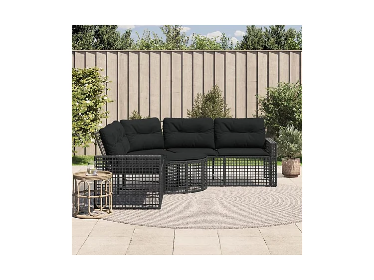 Canapé de jardin et coussins et repose-pied en forme de L rotin