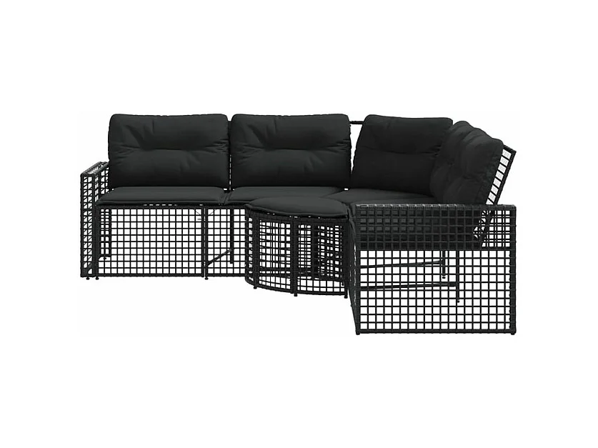 Canapé de jardin et coussins et repose-pied en forme de L rotin