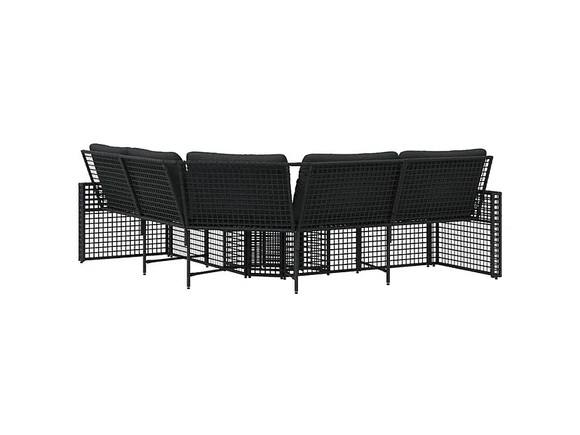 Canapé de jardin et coussins et repose-pied en forme de L rotin