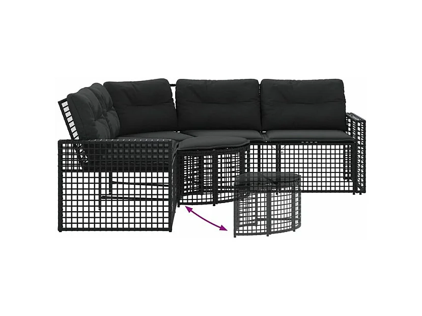 Canapé de jardin et coussins et repose-pied en forme de L rotin