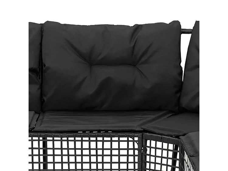 Canapé de jardin et coussins et repose-pied en forme de L rotin