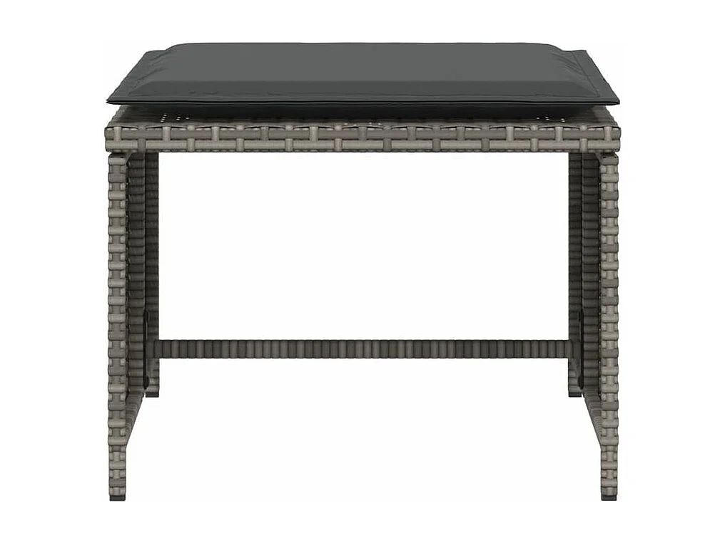 Chaise de jardin avec tabouret gris résine tressée