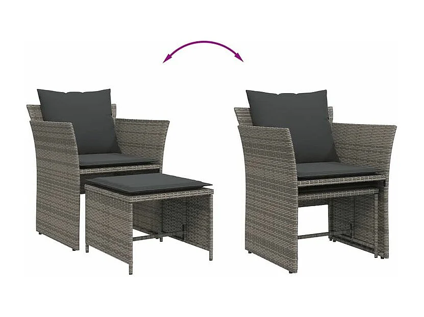 Chaise de jardin avec tabouret gris résine tressée