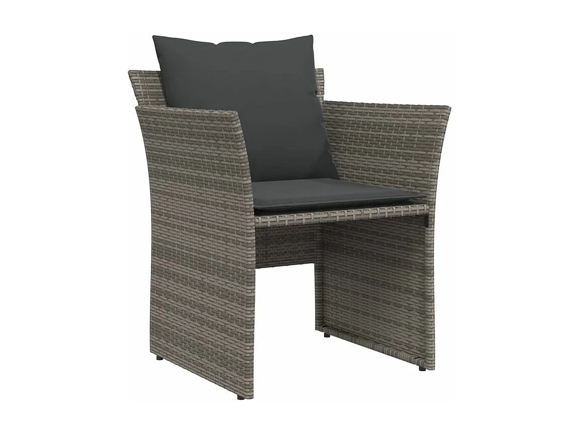 Chaise de jardin avec tabouret gris résine tressée