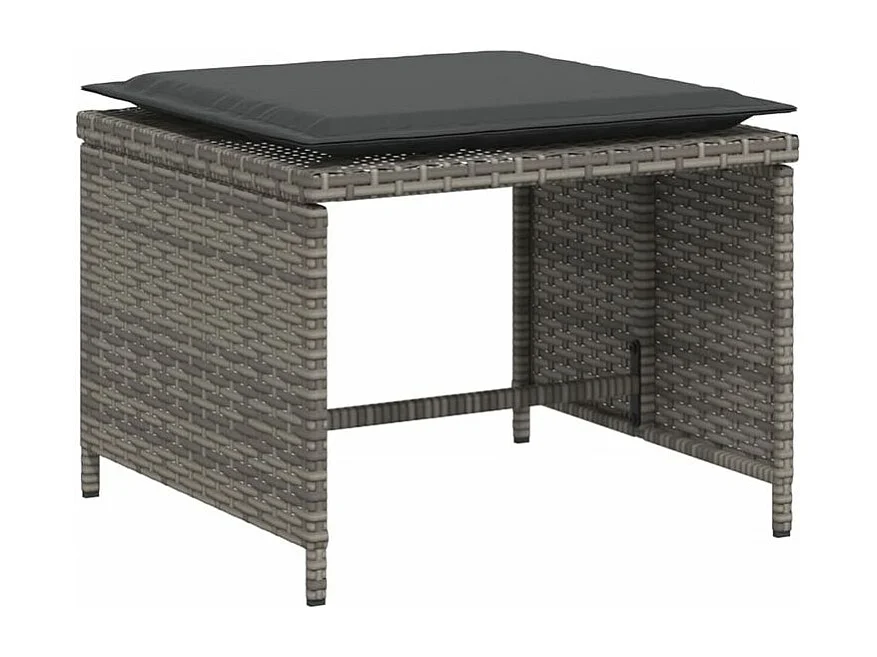 Chaise de jardin avec tabouret gris résine tressée