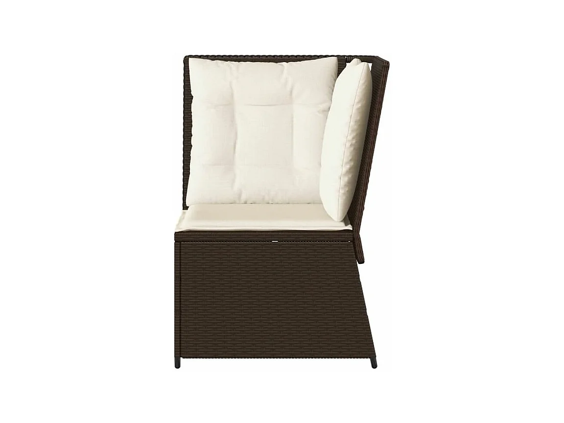 Canapé d'angle de jardin avec coussins marron résine tressée