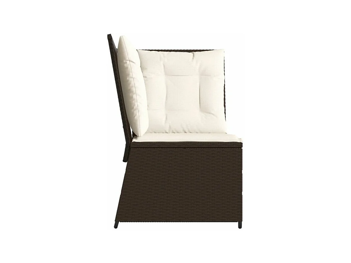 Canapé d'angle de jardin avec coussins marron résine tressée