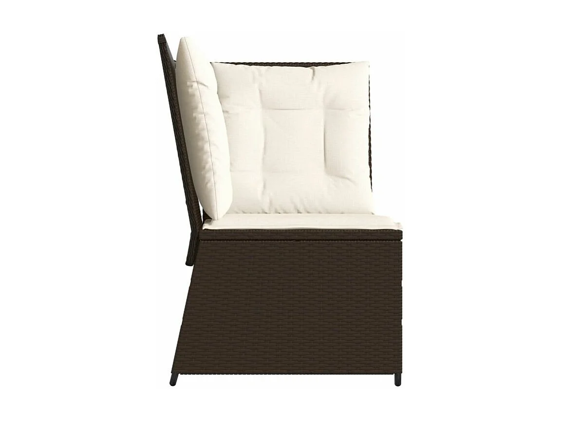 Canapé d'angle de jardin avec coussins marron résine tressée