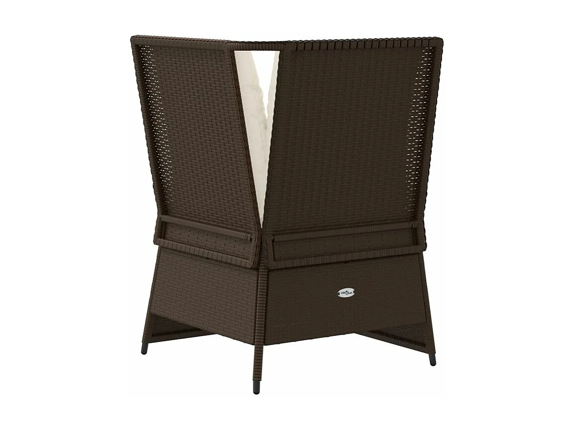 Canapé d'angle de jardin avec coussins marron résine tressée