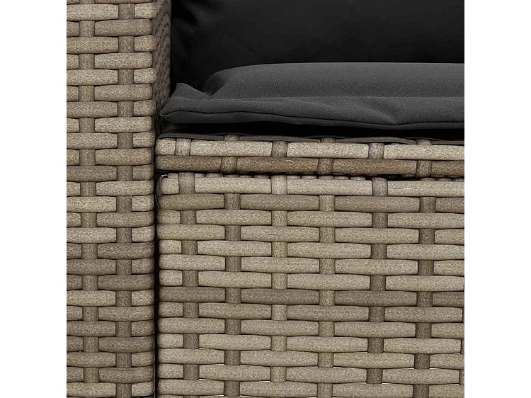 Salon de jardin 4 pcs avec coussins forme L gris résine tressée