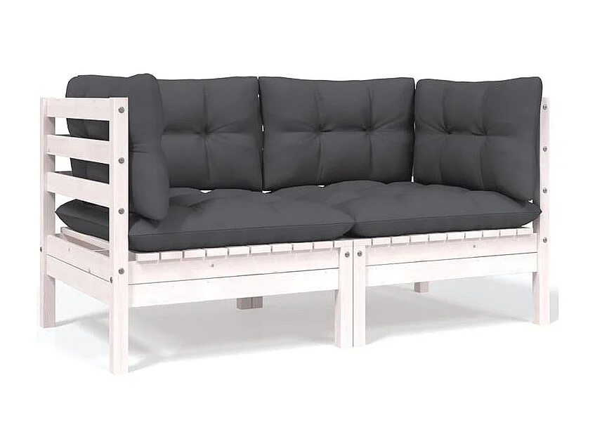 Salon de jardin 9 pcs avec coussins anthracite Bois de pin