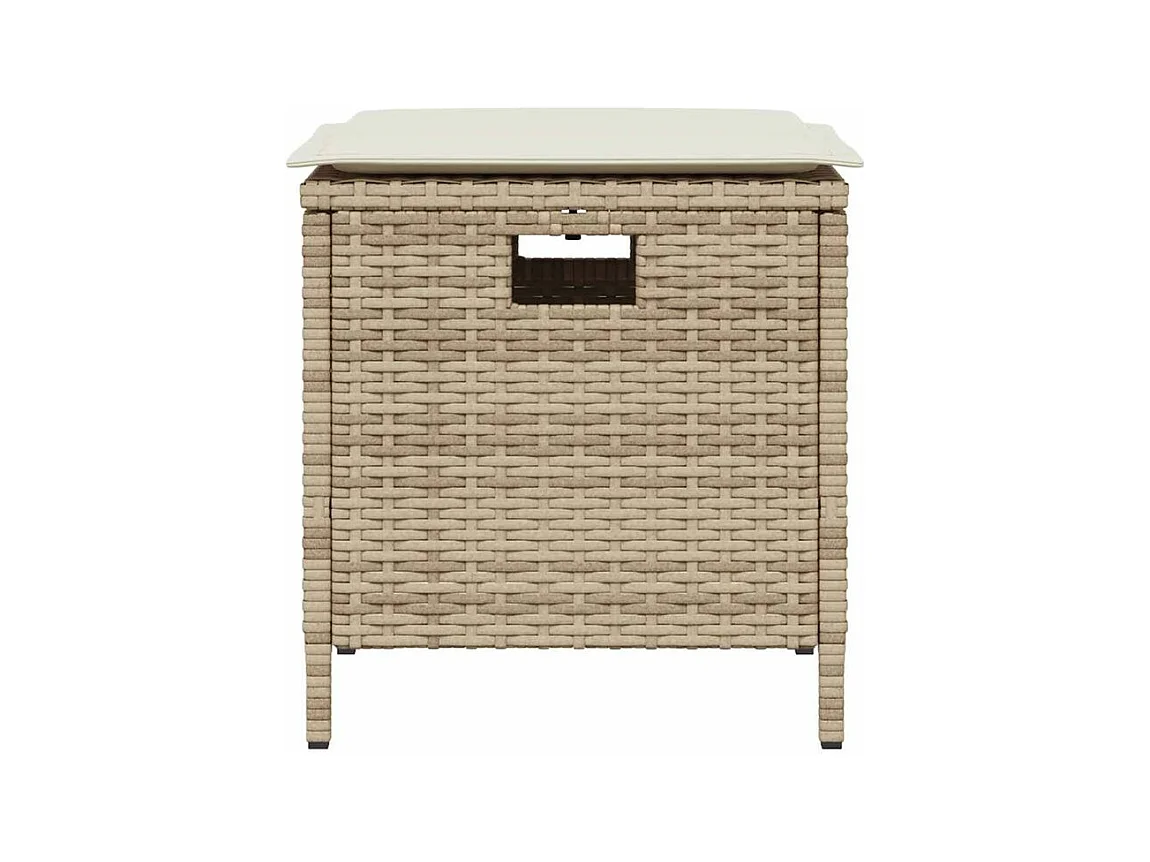 Ensemble à manger de jardin avec coussins 5pcs Beige poly rotin