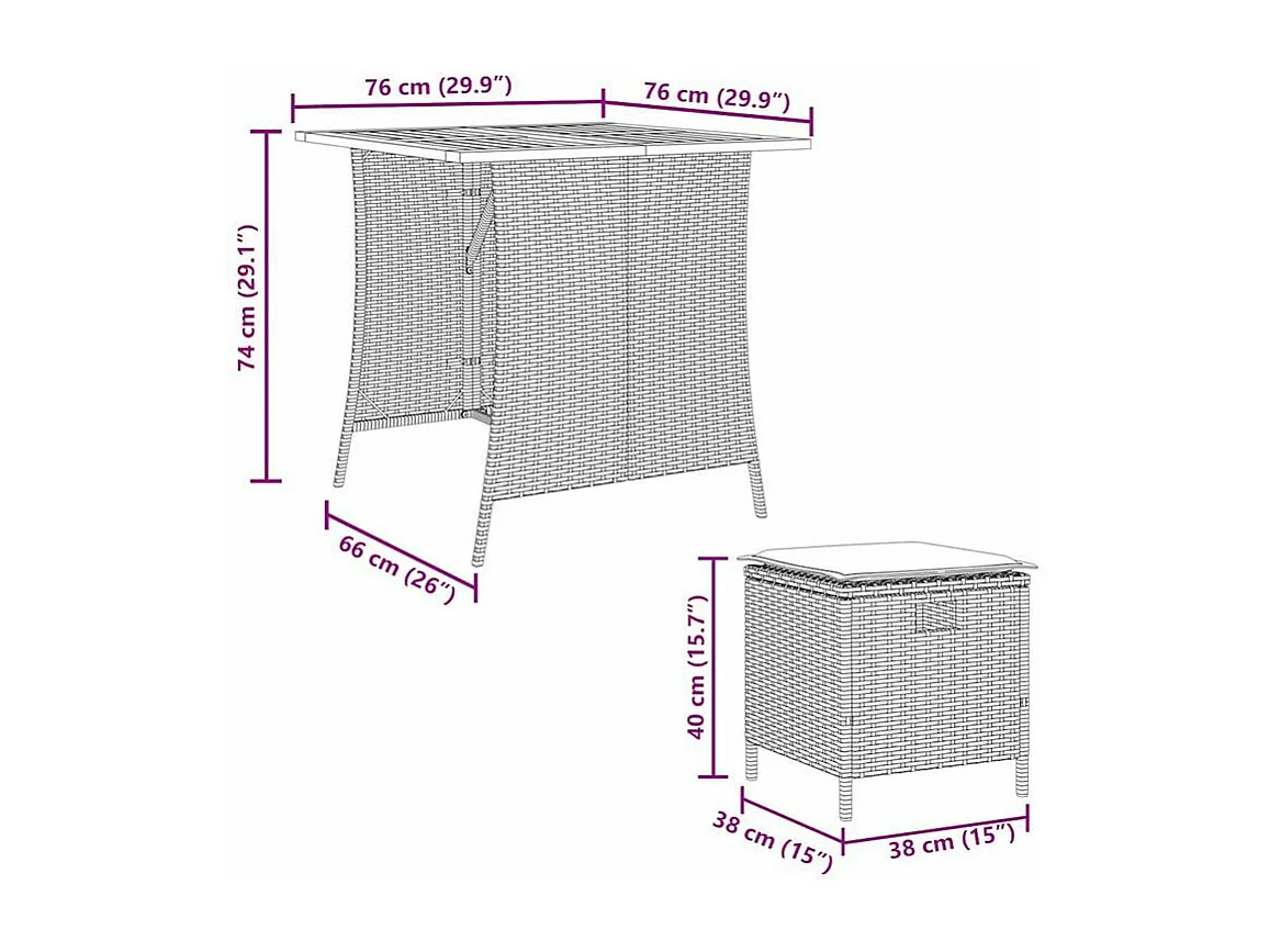 Ensemble à manger de jardin avec coussins 5pcs Beige poly rotin