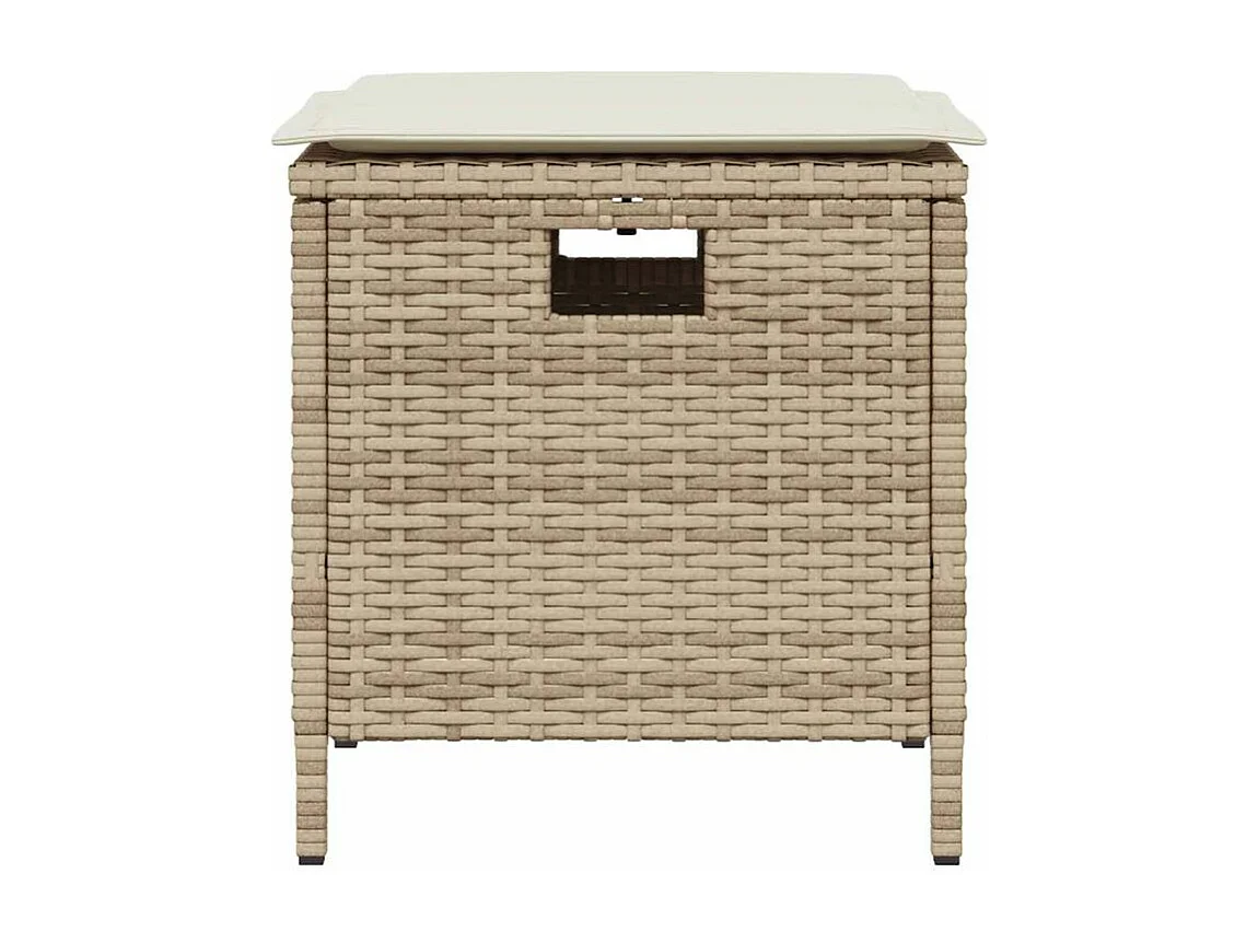 Ensemble à manger de jardin avec coussins 5pcs Beige poly rotin