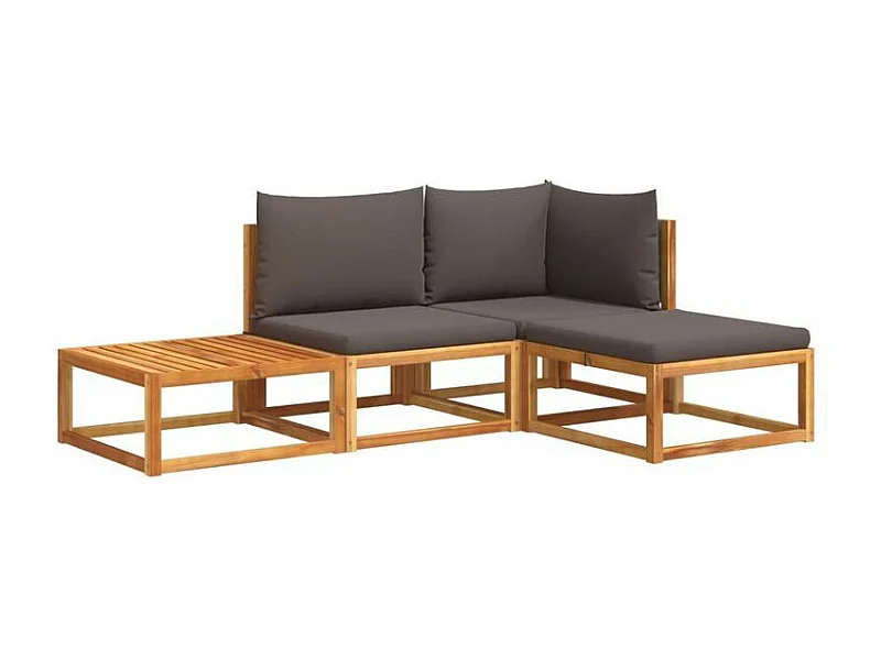 Salon de jardin avec coussins 4 pcs bois d'acacia massif