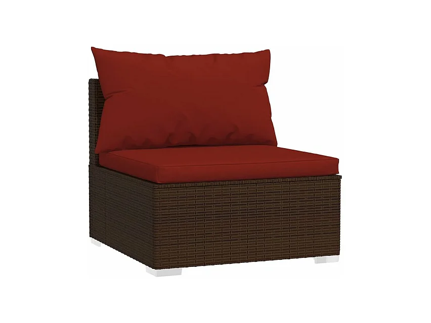 Salon de jardin 4 pcs avec coussins Marron Résine tressée