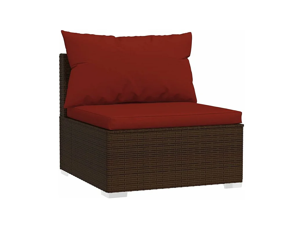 Salon de jardin 4 pcs avec coussins Marron Résine tressée