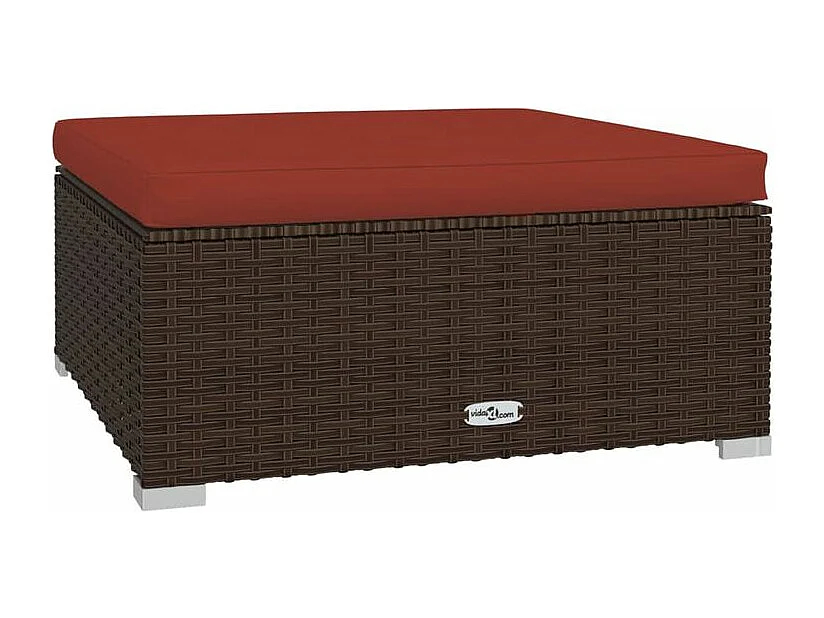 Salon de jardin 4 pcs avec coussins Marron Résine tressée