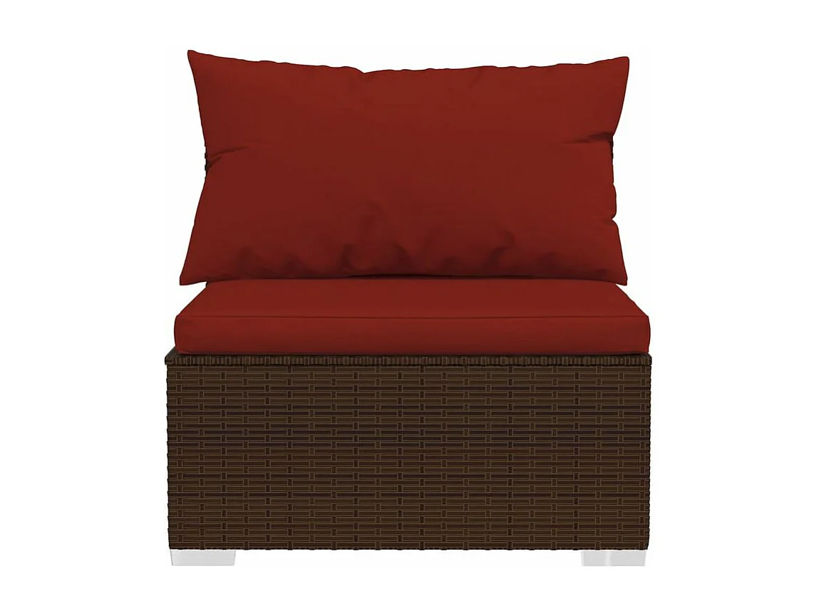 Salon de jardin 4 pcs avec coussins Marron Résine tressée