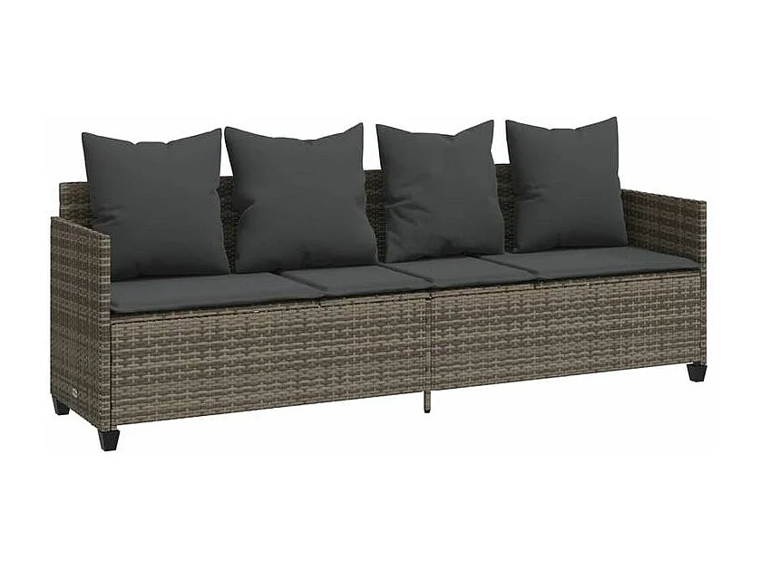 Salon de jardin 5 pcs avec coussins gris résine tressée