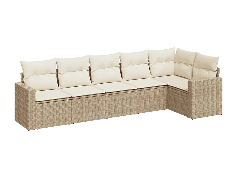 Salon de jardin avec coussins 6 pcs beige résine tressée