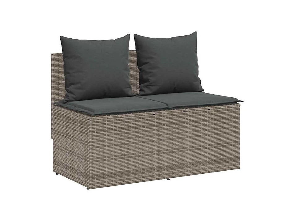 Ensemble à manger de jardin 3 pcs coussins gris résine tressée