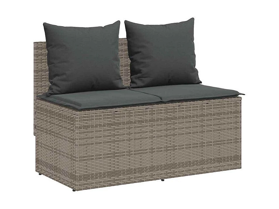 Ensemble à manger de jardin 3 pcs coussins gris résine tressée