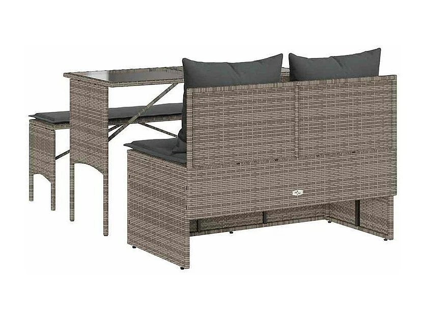 Ensemble à manger de jardin 3 pcs coussins gris résine tressée