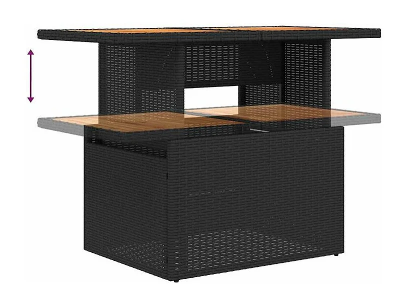 Salon de jardin 8 pcs avec coussins noir résine tressée