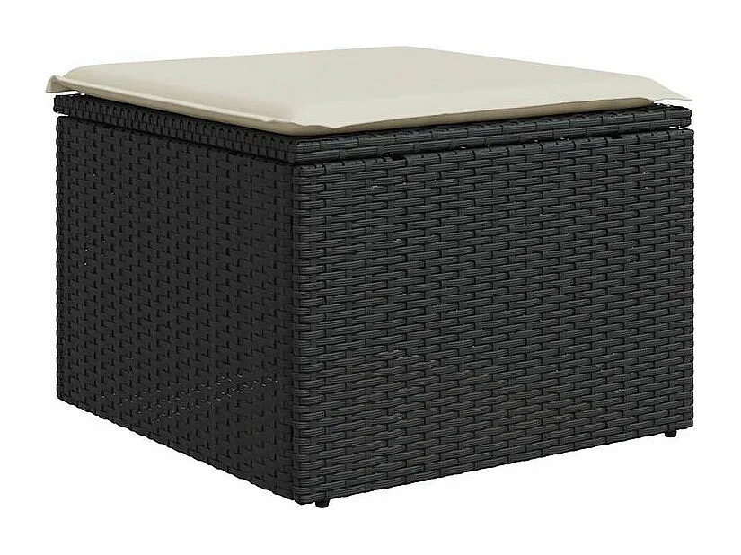 Salon de jardin 8 pcs avec coussins noir résine tressée