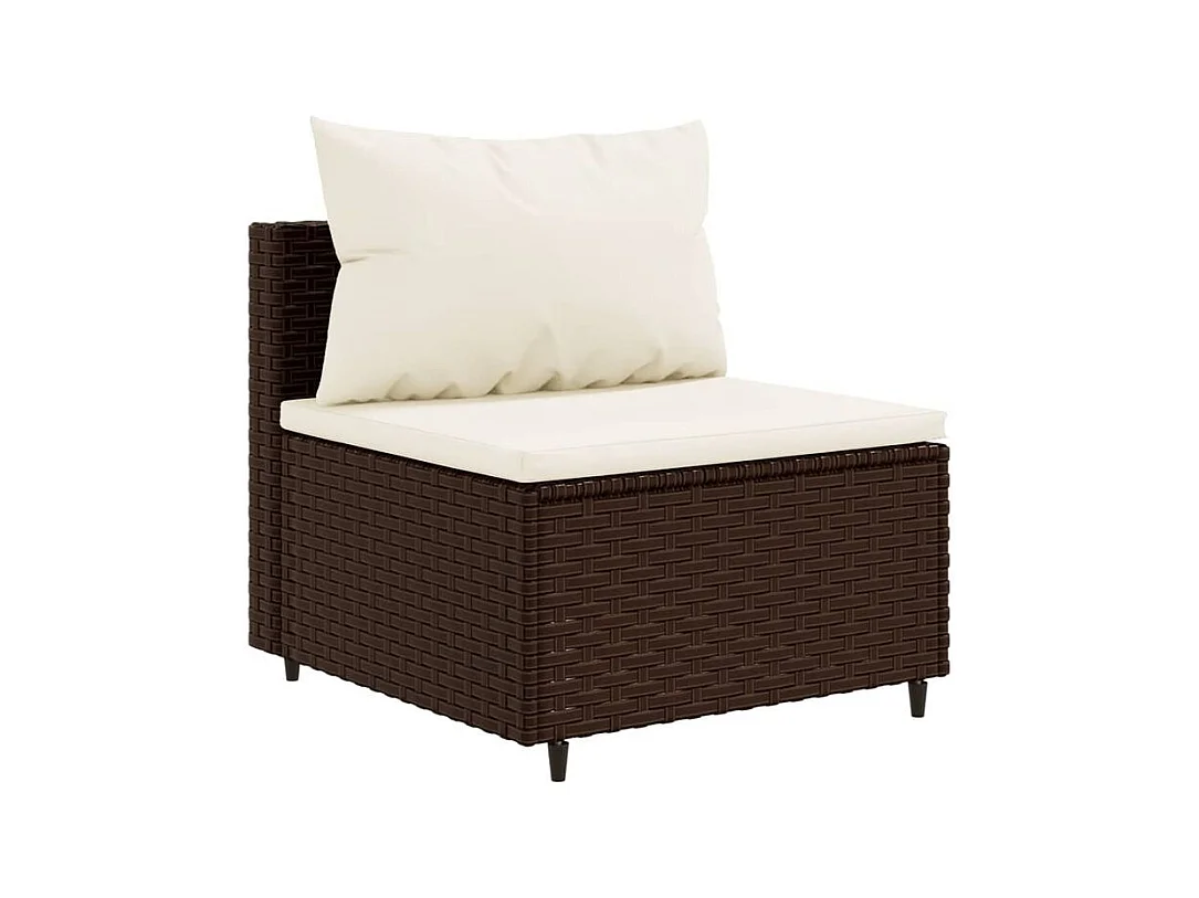 Salon de jardin 4 pcs avec coussins Marron Résine tressée