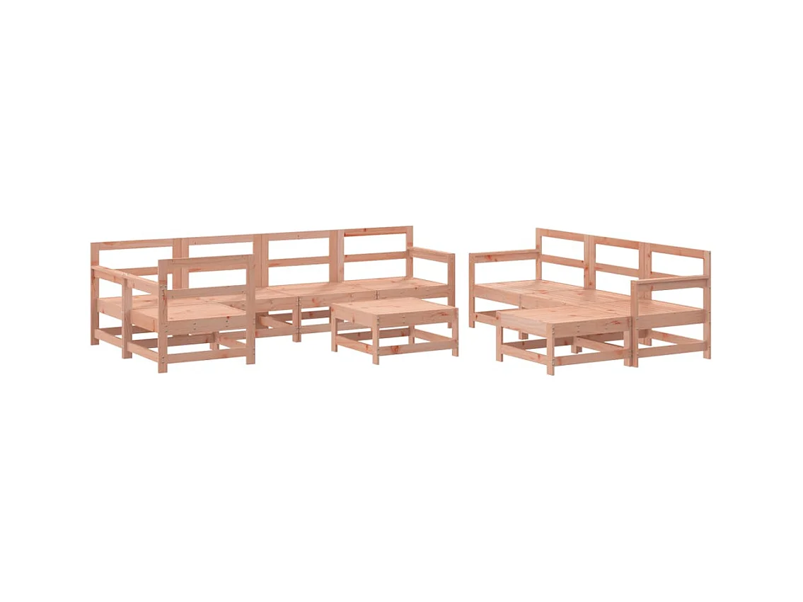 Salon de jardin 10 pcs avec coussins bois massif douglas