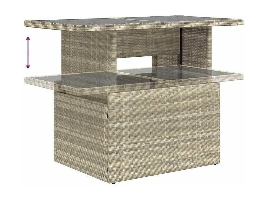 Salon de jardin 5 pcs avec coussins gris clair résine tressée