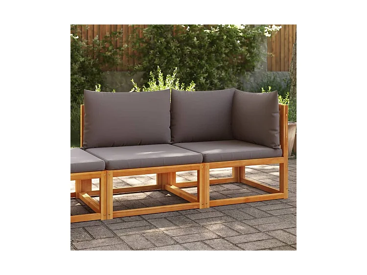 Canapé de jardin avec coussins 2 places bois massif d'acacia